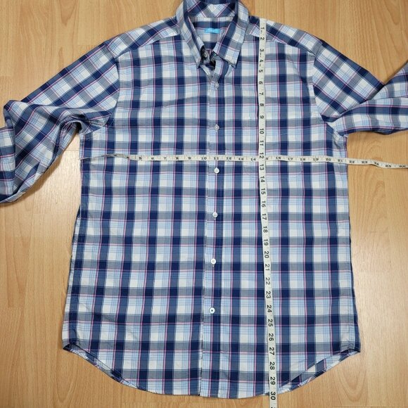 J. Mclaughlin Shirt‎ Men's Size Medium Stretch Dress Plaid Long Sleeve Button - Picture 4 of 7